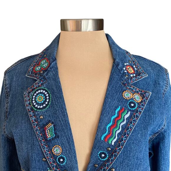 Ruby Rd. Blue Embroidered Denim Jacket - Picture 5 of 11